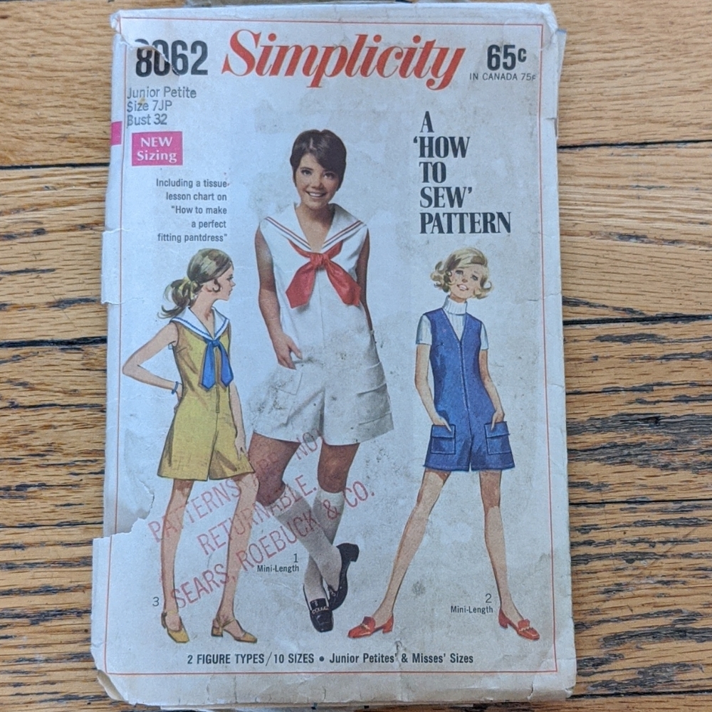 Vintage Simplicity Romper Pant dress Pattern JP